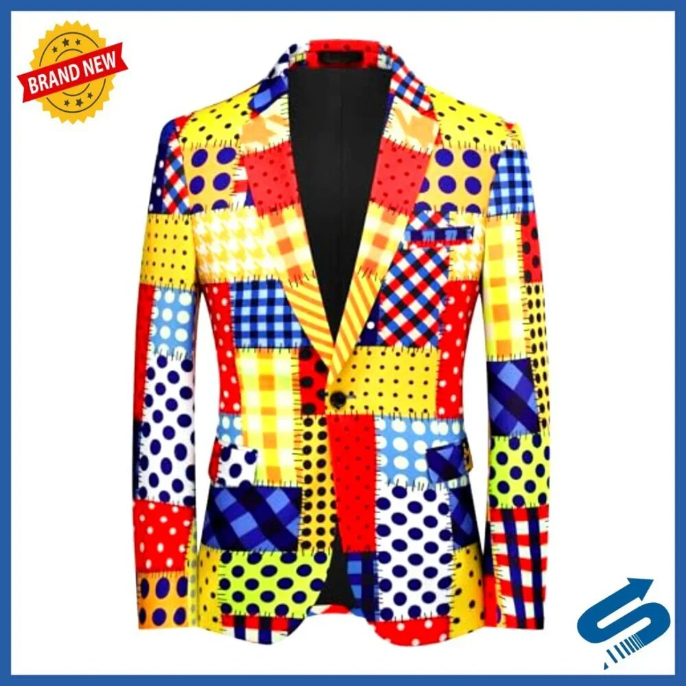 Men's Casual Blazer Sport Coat Floral Print Cotton Polyester Two Button